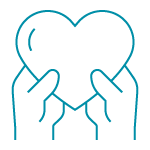 Hands holding heart icon