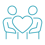 People holding heart icon