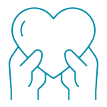 Hands holding heart icon